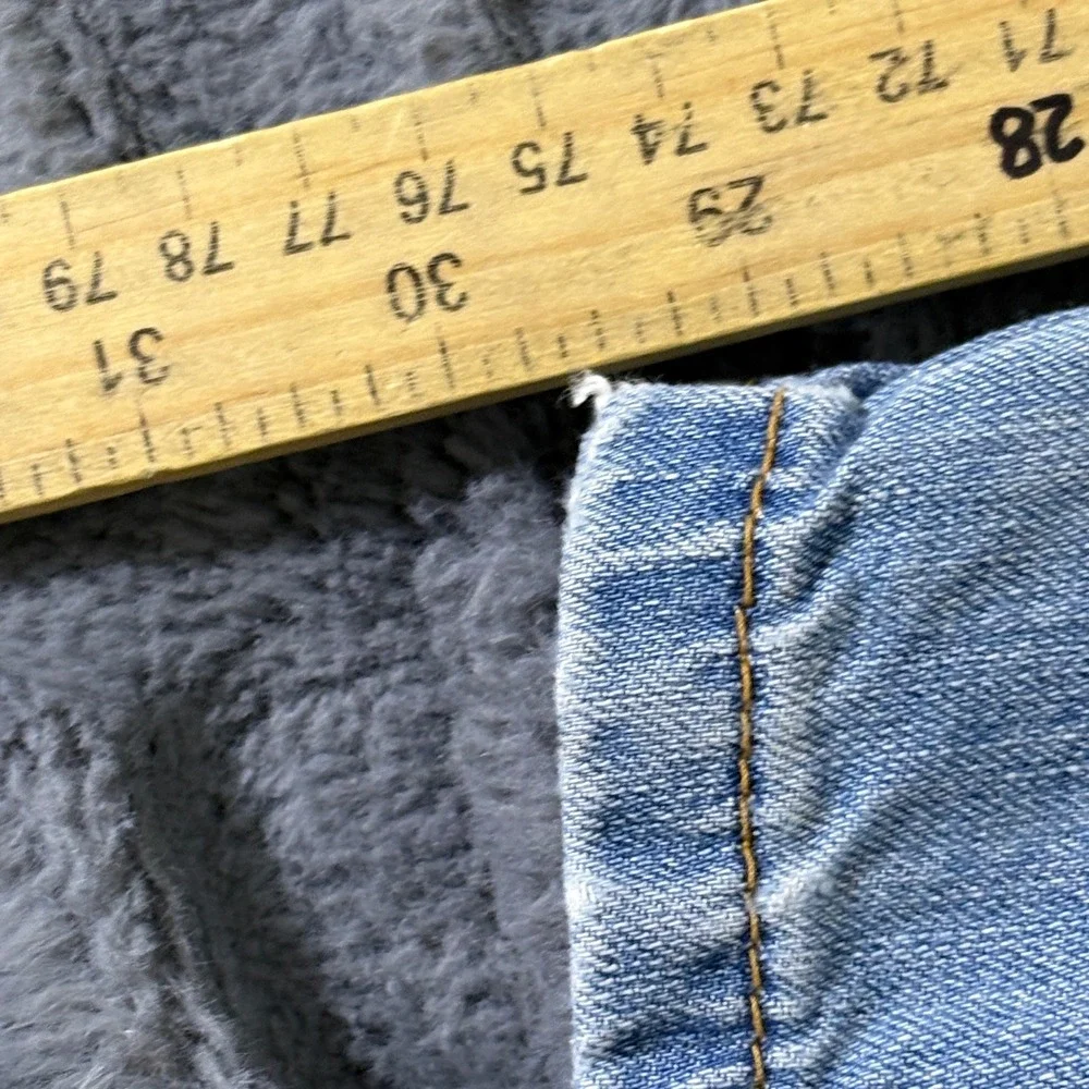 Levis 505 Regular Fit Jeans Mens 34x32 Light Wash Blue Straight Leg Denim AR122